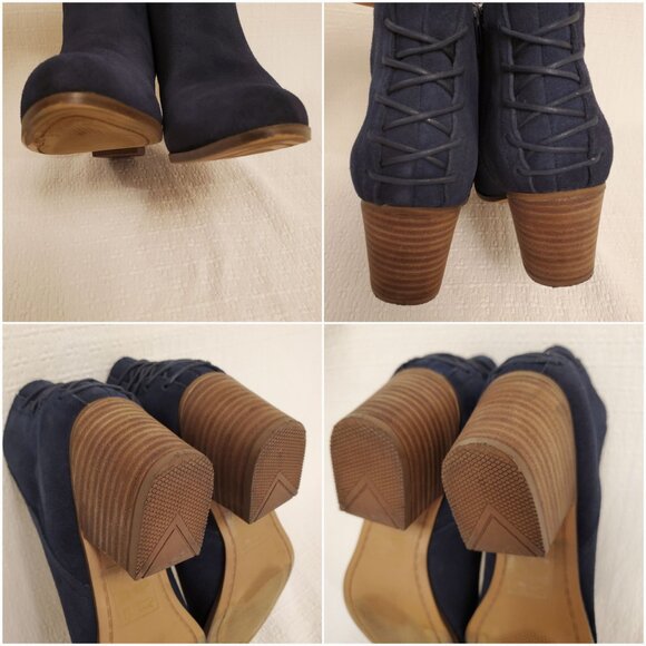 ALDO Abiralle Womens Navy Blue Suede Ankle Booties Stacked Block Heel - 7.5 - Picture 9 of 12